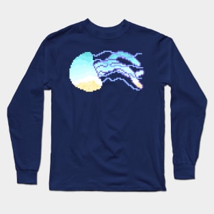 Modern Pixel Sea Jellyfish Long Sleeve T-Shirt